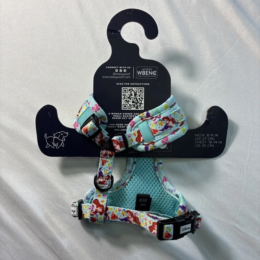 Sassy Wolf Soft Adjustable Dog Harness Disney Little Mermaid Design Size XXS New